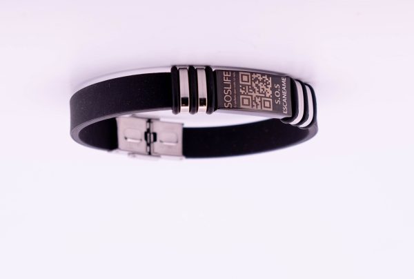 Pulsera De Silicona Hipo Alergénica Con Placa De Acero Inoxidable